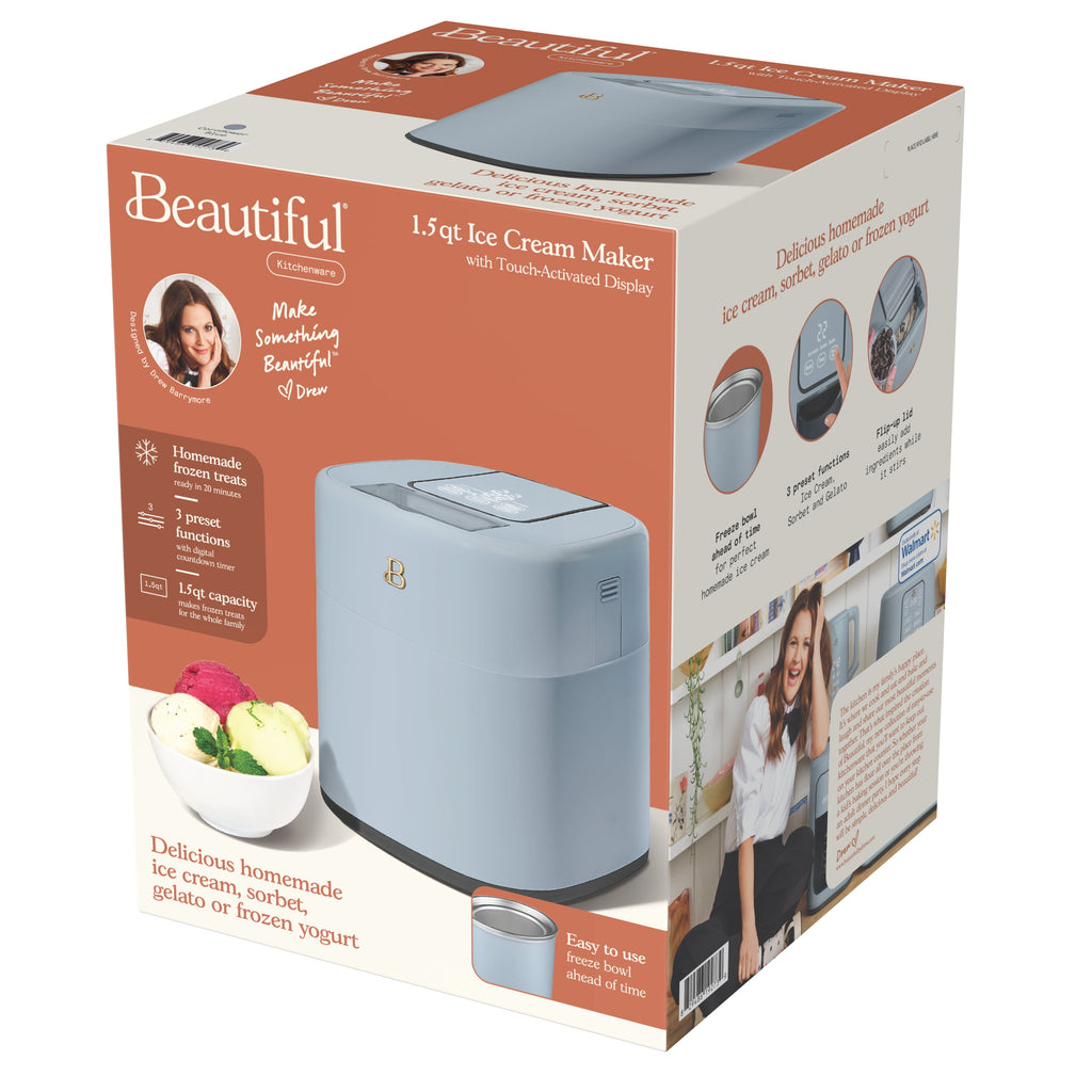 1.5 Qt Ice Cream Maker with Touch Activated Display, Cornflower Blue by Drew Barrymore