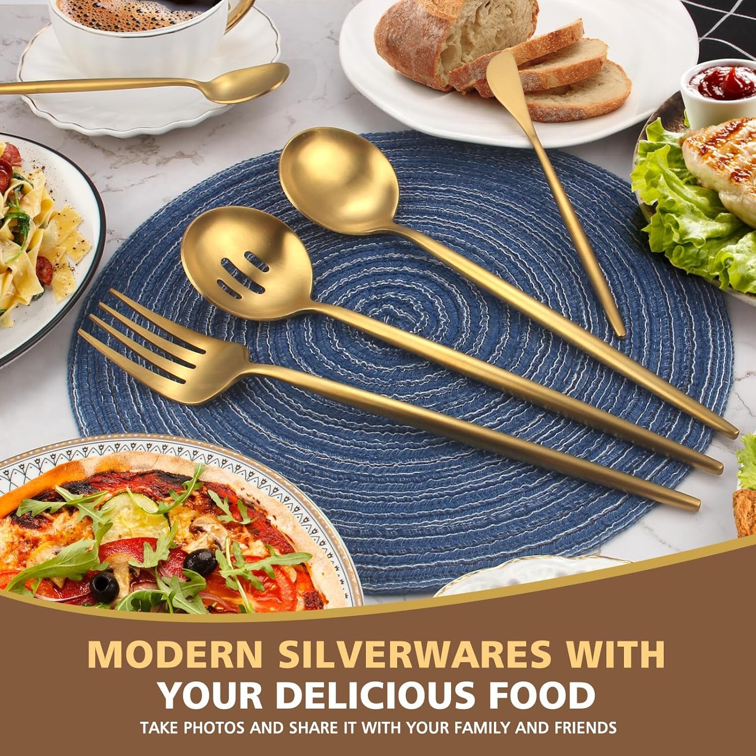 Elevate Your Cooking Experience with Our Luxe 5-Piece Matte Gold Stainless Steel Kitchen Utensil Set