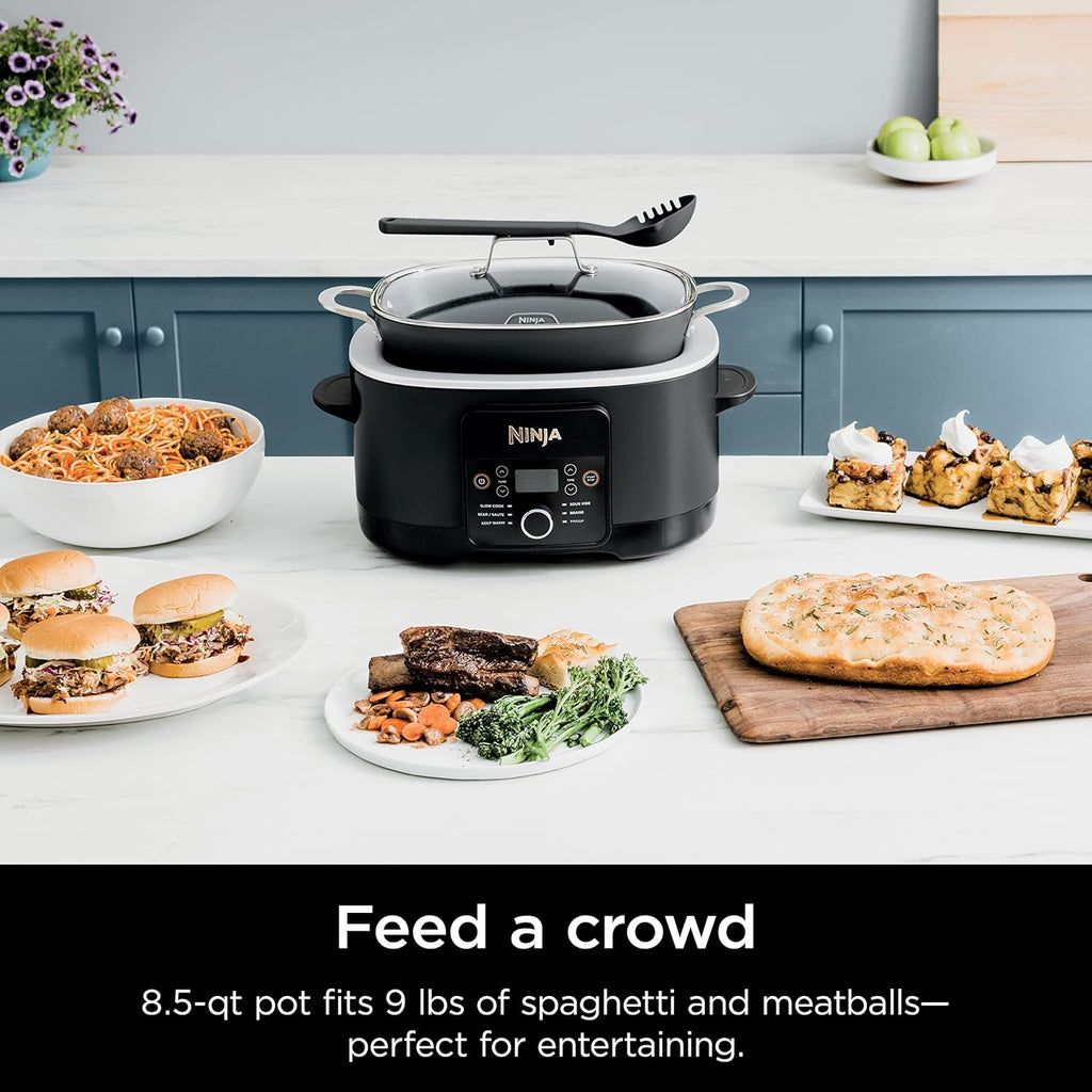 MC1010 Foodi Possiblecooker plus - Sous Vide & Proof 6-In-1 Multi-Cooker, with 8.5 Quarts, Slow Cooker, Dutch Oven & More, Glass Lid & Integrated Spoon, Nonstick, Oven Safe Pot to 500°F, Black