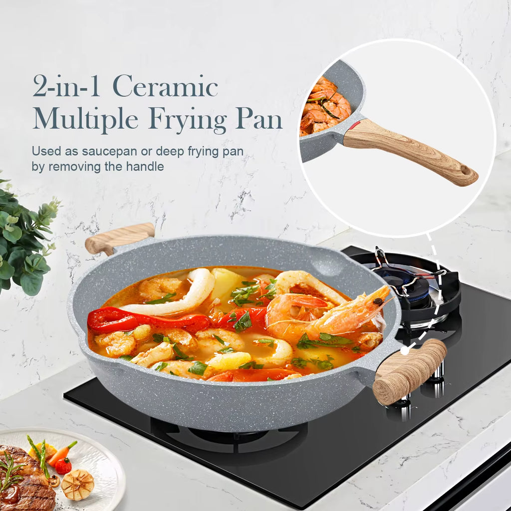Customizable New Multi-Functional Fry Pans Cast Aluminum Saute Pan Large Size 32 Cm Nonstick Ceramic Frying Pan