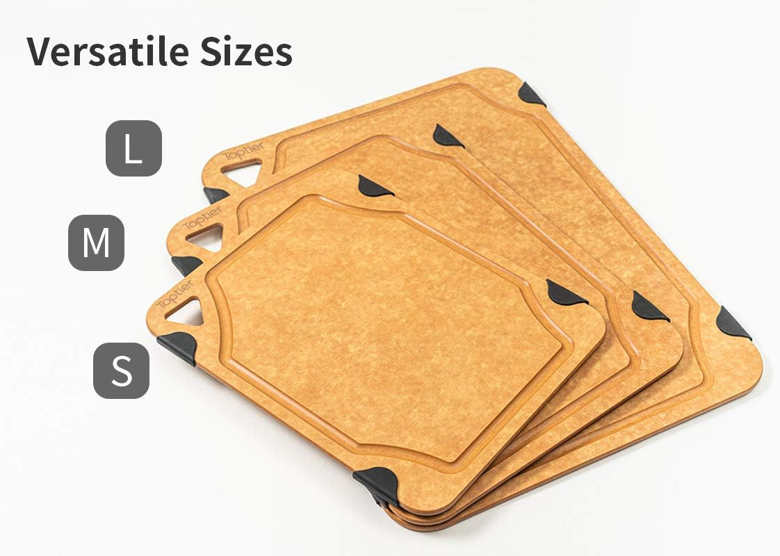 Eco-Friendly Non-Slip Cutting Board – Dishwasher Safe Wood & Fiber with Juice Grooves, 11.5 x 9.25-Inch, BPA Free, Natural Slate