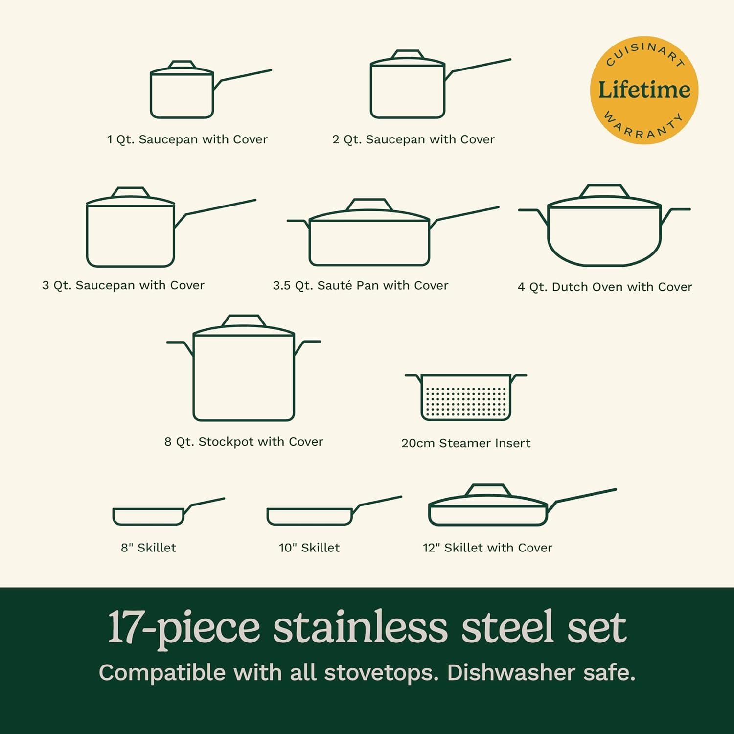 17-Piece Cookware Set, Chef'S Classic Steel Collection 77-17N