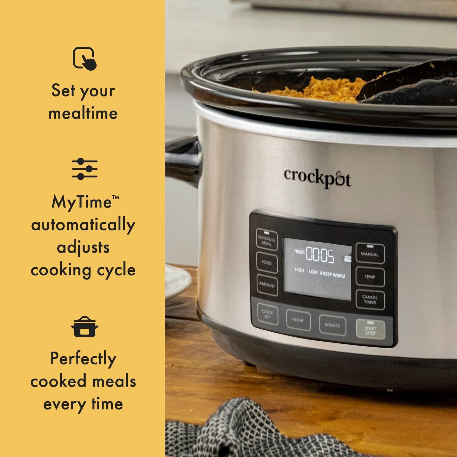 7-Quart Slow Cooker, Portable Programmable with Timer, Locking Lid, Stainless Steel; an Essential Kitchen Appliance, Perfect for Families and Gatherings