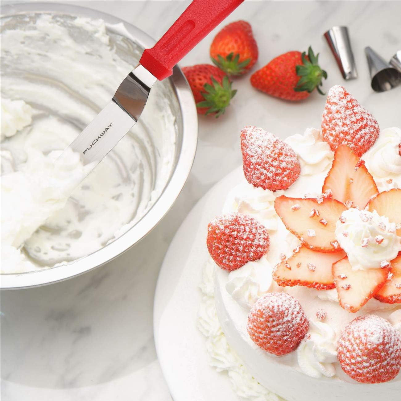 Set of 3 Angled Metal Cake Spatulas - 6, 8 & 10 Inch Frosting Tools for Perfect Decoration