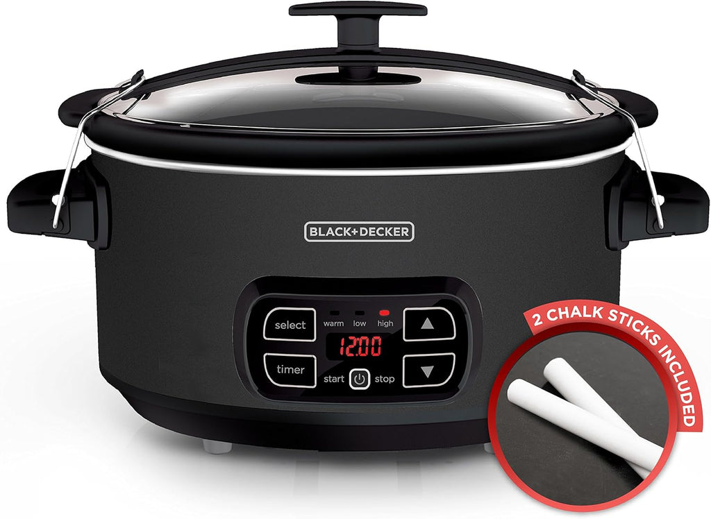 7-Quart Slow Cooker, SCD4007, Chalkboard Exterior, Locking Lid, 3 Heat Settings, Removable Stoneware Crock