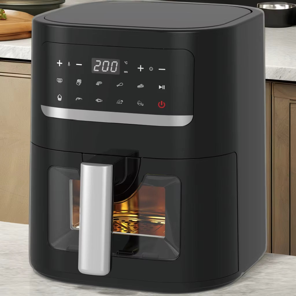 Wholesale Brand New Stainless Steel Visual Air Fryer Large Capacity Automatic Electric Household Multi-Functional Baking 1 Year