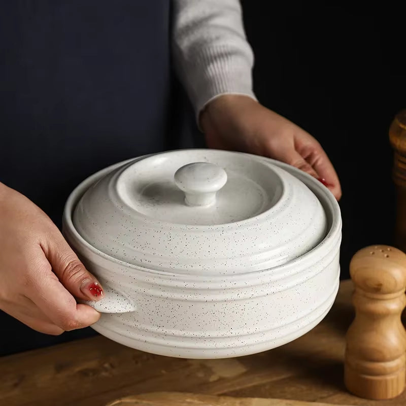 Modern Design Gas-Resistant Ceramic Casserole Pot for Stew Soup Bibimbap Rice Noodles Household Use