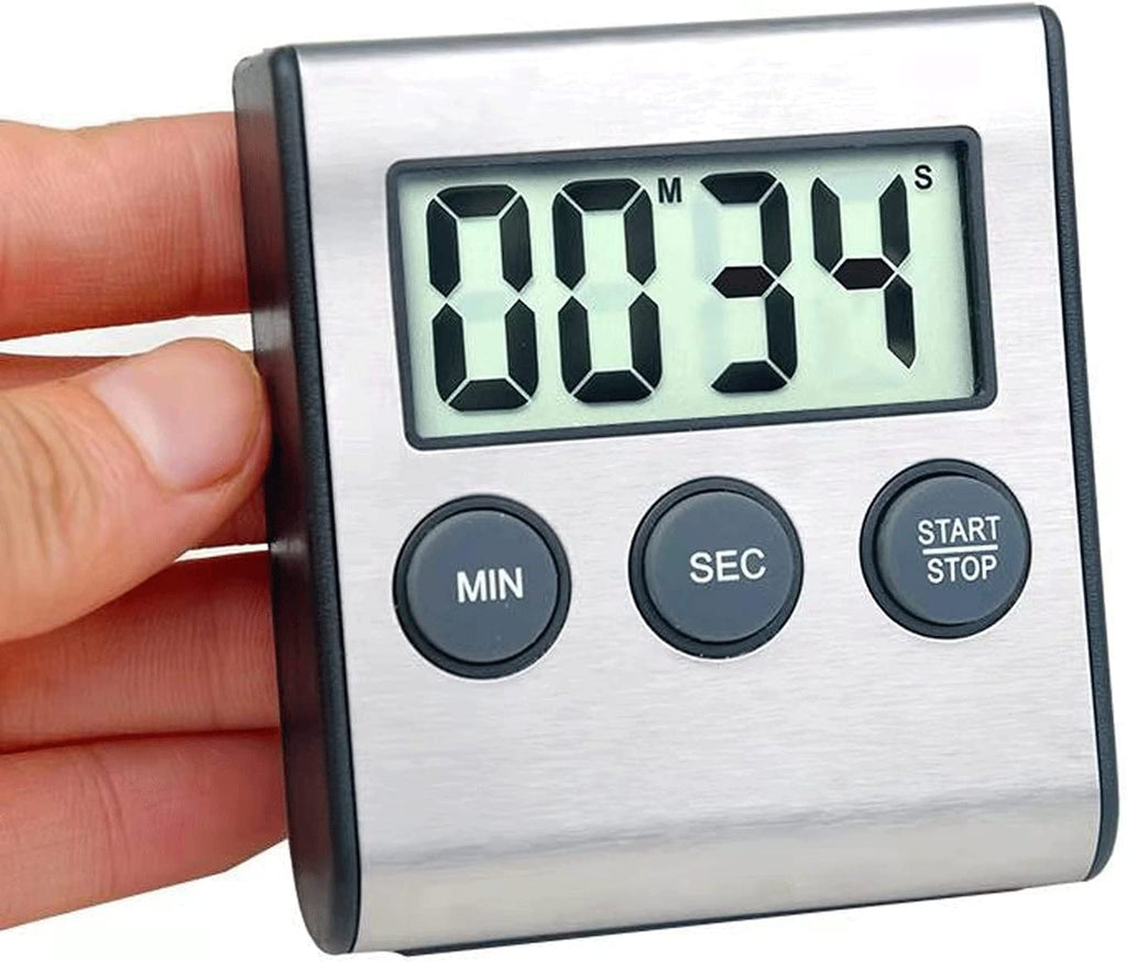 Digital Kitchen Timer - Magnetic Countdown with Loud Alarm, Stainless Steel for Cooking, Baking, Sports Games