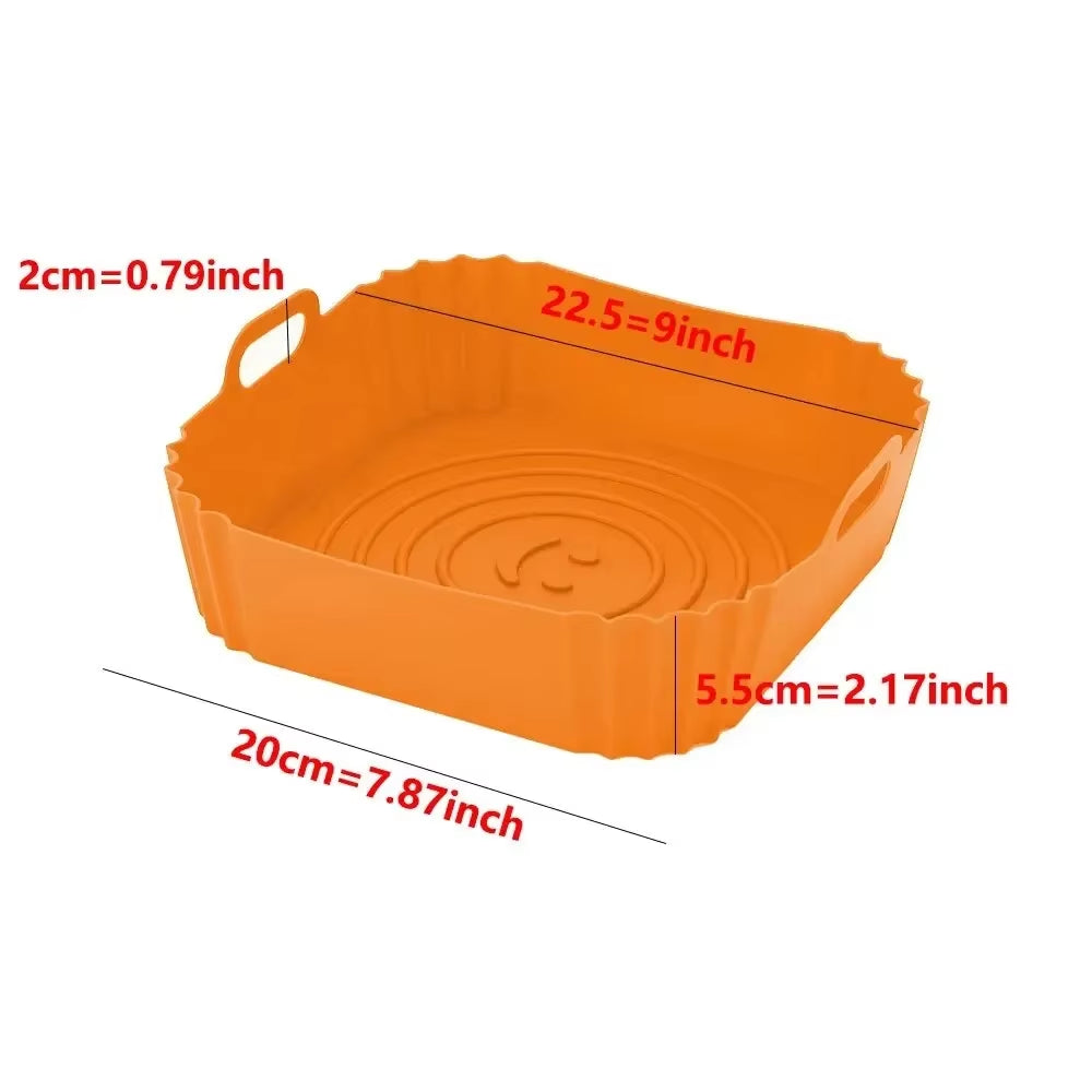 Reusable Silicone Air Fryer Pan Liner - Perfect Baking Tray for Pizza & Fried Chicken