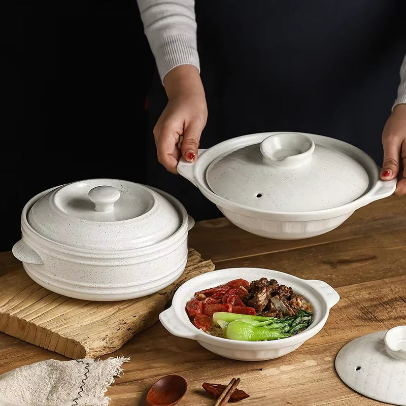 Modern Design Gas-Resistant Ceramic Casserole Pot for Stew Soup Bibimbap Rice Noodles Household Use