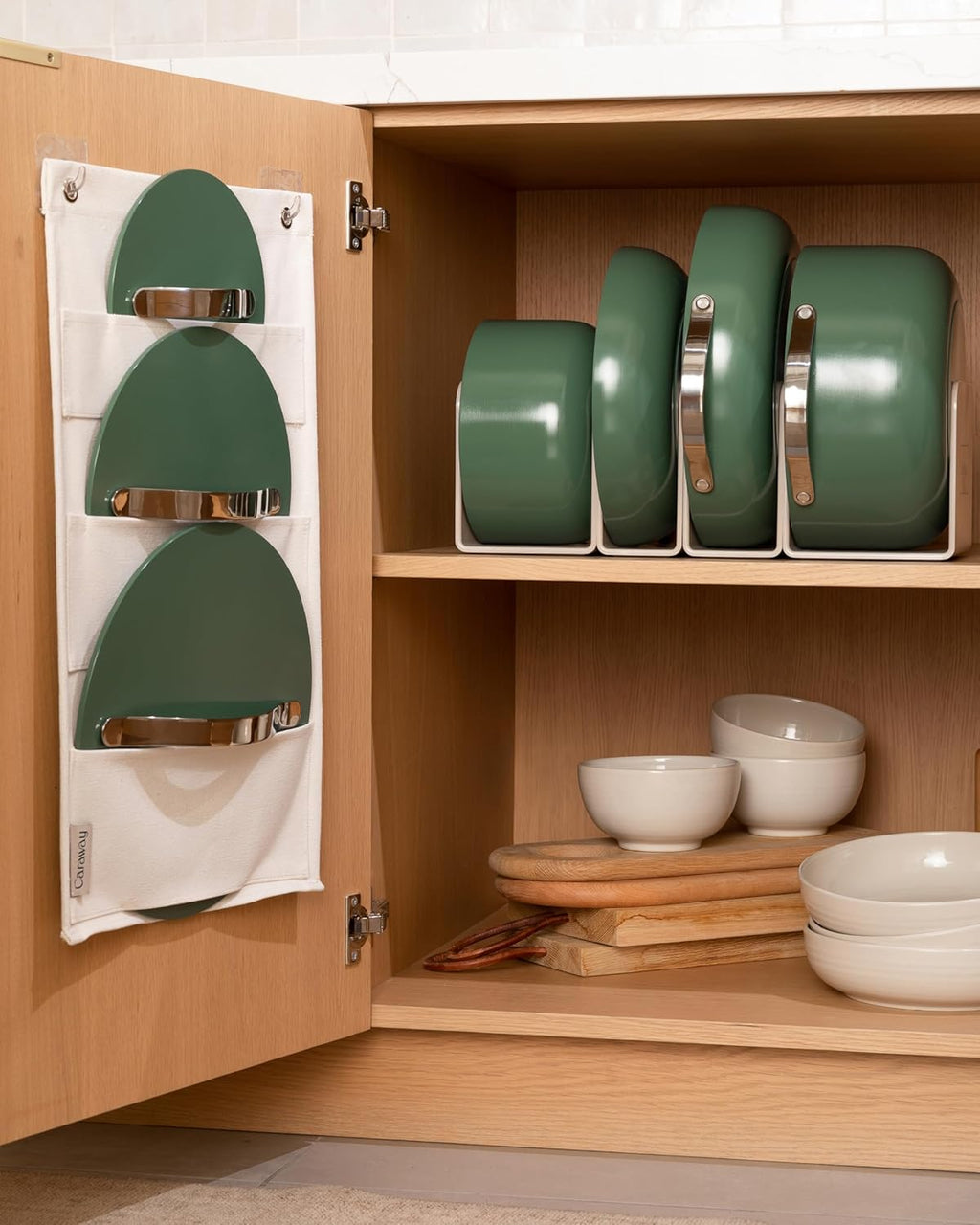 Nonstick Ceramic Cookware Set (12 Piece) Pots, Pans, Lids and Kitchen Storage - Non Toxic - Oven Safe & Compatible with All Stovetops - Cream