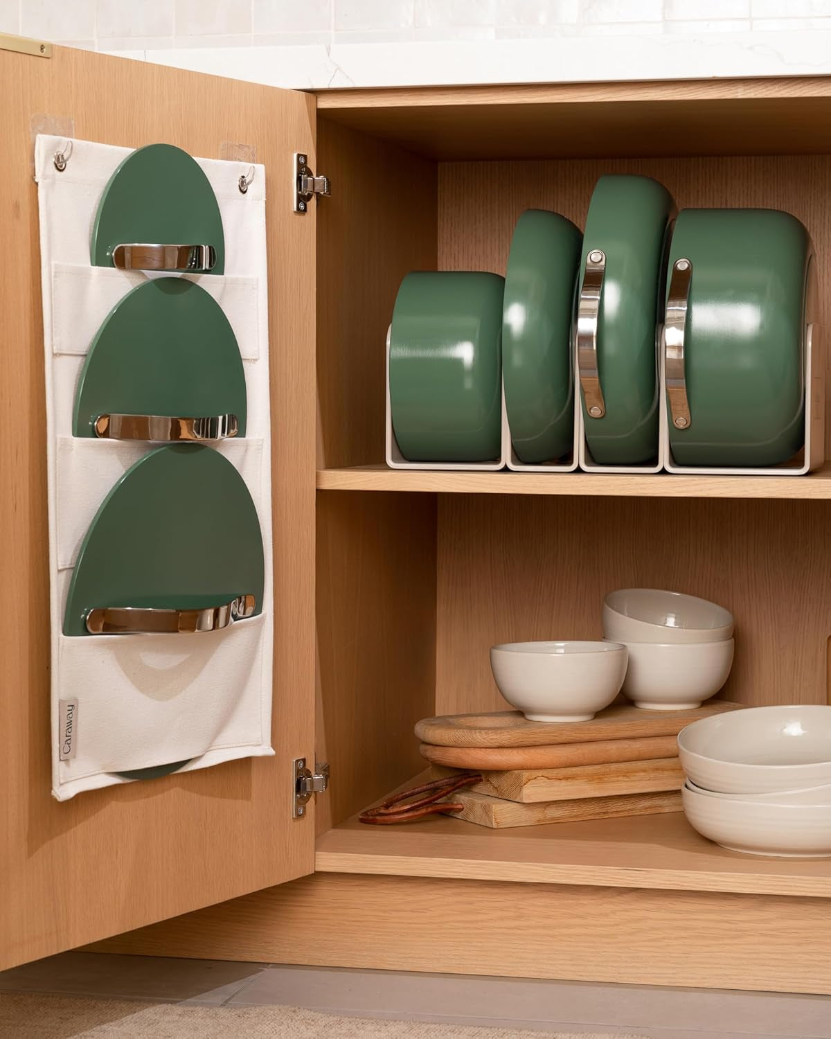 Nonstick Ceramic Cookware Set (12 Piece) Pots, Pans, Lids and Kitchen Storage - Non Toxic - Oven Safe & Compatible with All Stovetops - Cream