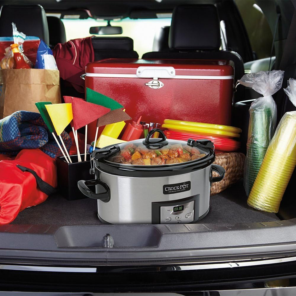 6 Quart Cook & Carry Programmable Slow Cooker with Digital Timer Stainless Steel (CPSCVC60LL-S) Pack of 1