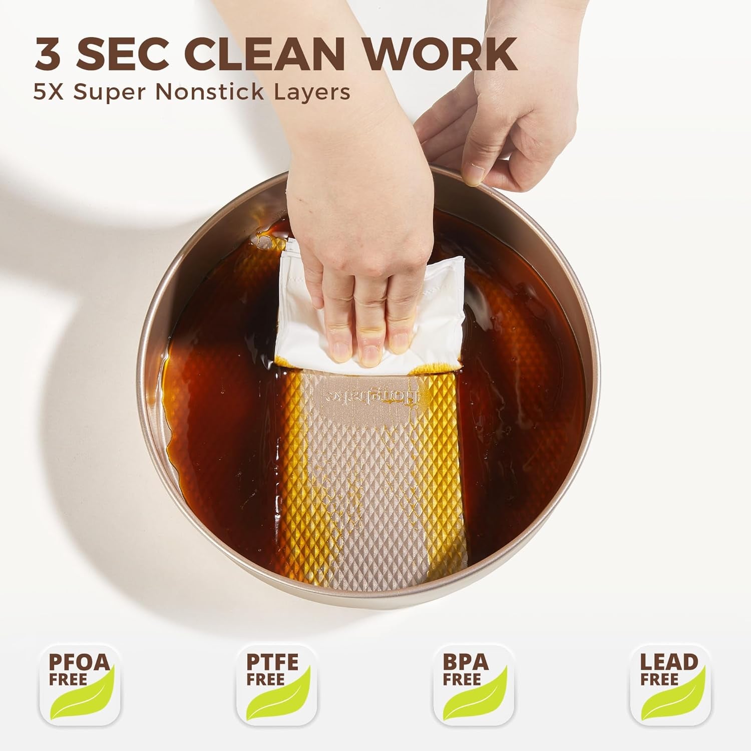 9-Piece Baking Pans Set Nonstick, Stackable Non Toxic Bakeware Sets with Diamond Texture, Oven Pan Set for Cooking, Includes Cookie Sheet with Rack, Cake Pan, Roasting Pan, Muffin Tin, Gold