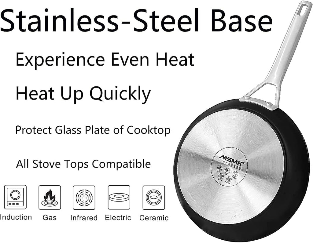 10 Inch Frying Pan Nonstick with Lid, Induction Fry Pan with Lid, Titanium and Diamond Non Stick Coating from USA, for Induction, Ceramic and Gas Cooktops, Oven Safe 10 Inch Skillet Nonstick