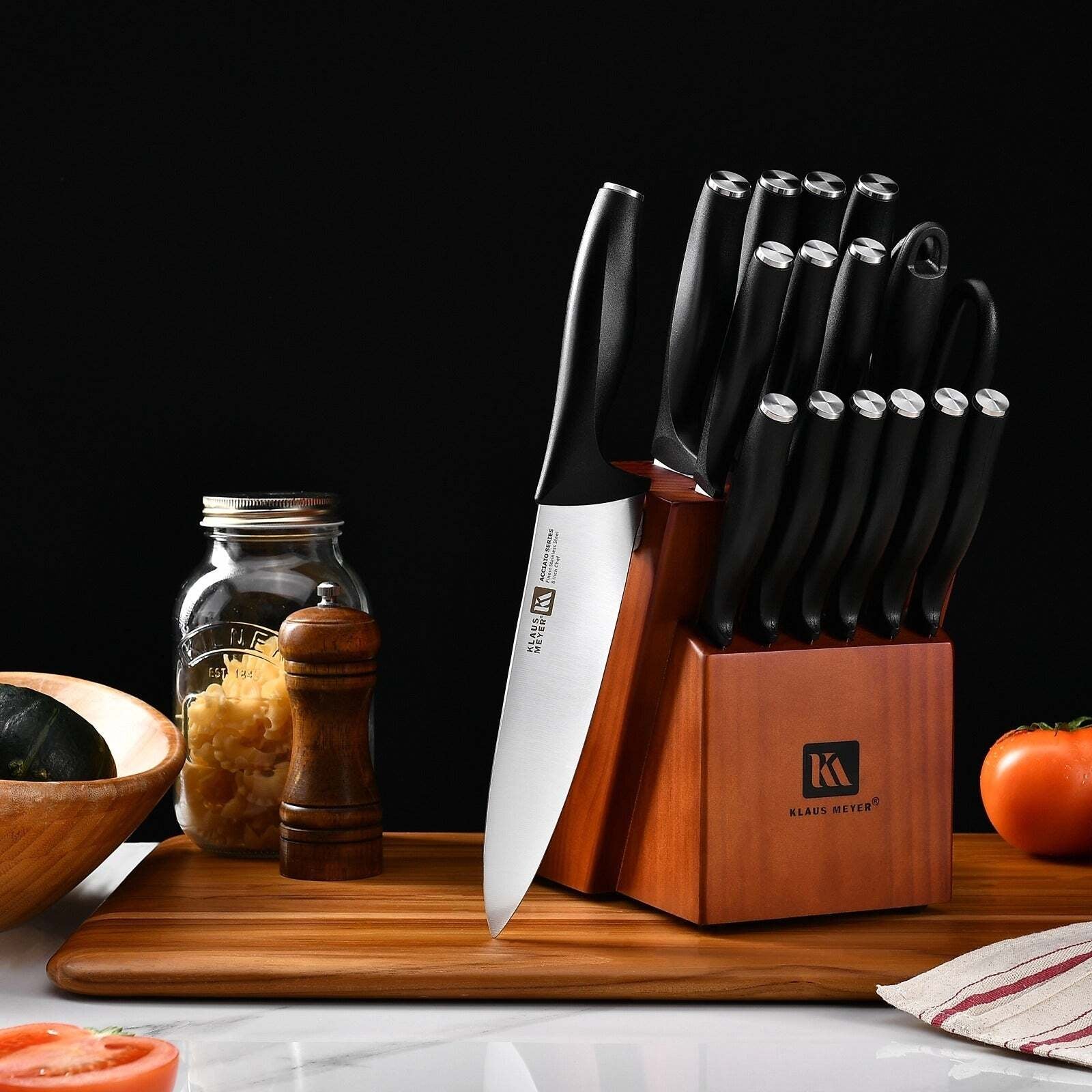Klaus Meyer Acciaio Finest Stainless Steel 17 Piece Kitchen Knife Block Set