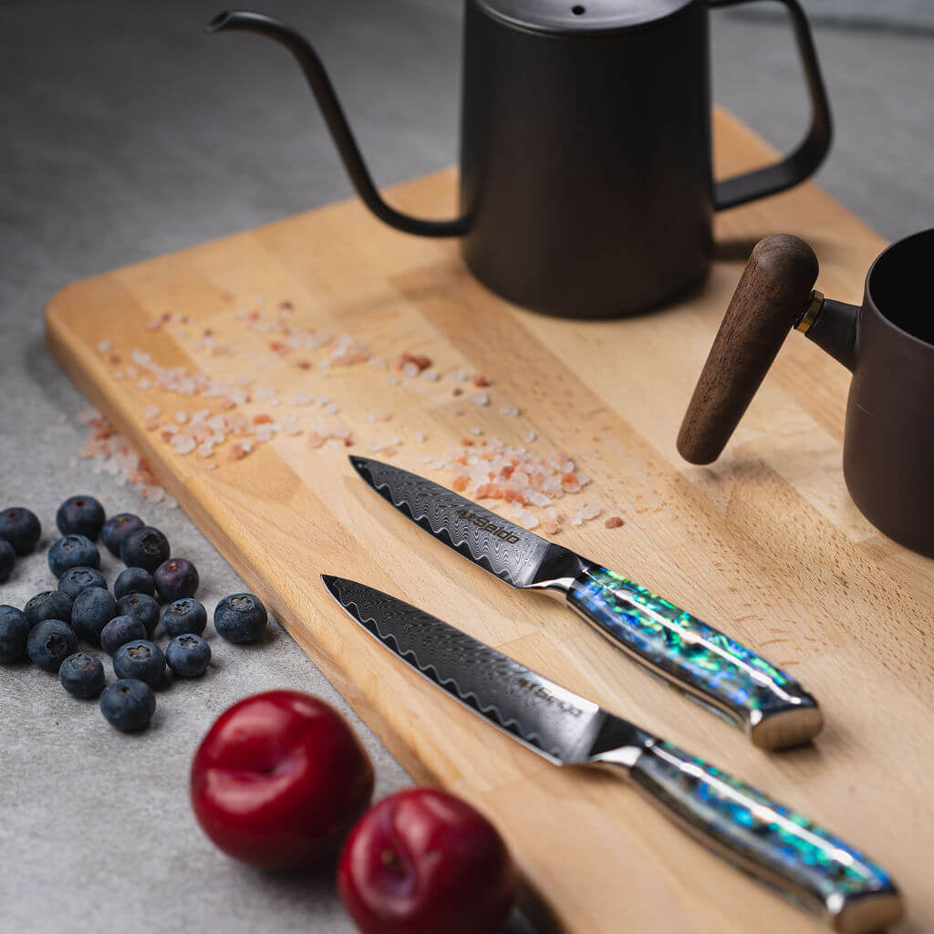 Awabi Damascus Chef Knife Set