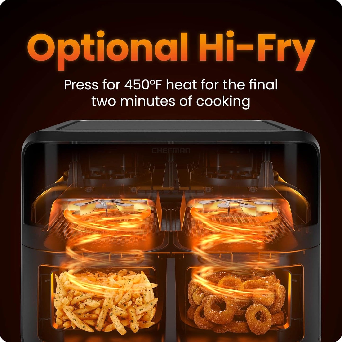 6 Quart Dual Basket Air Fryer Oven with Easy View Windows, Sync Finish, Hi-Fry, Auto Shutoff, 2 Independent 3Qt Nonstick Dishwasher Safe Frying Baskets, Digital Double Air Fryer - Black