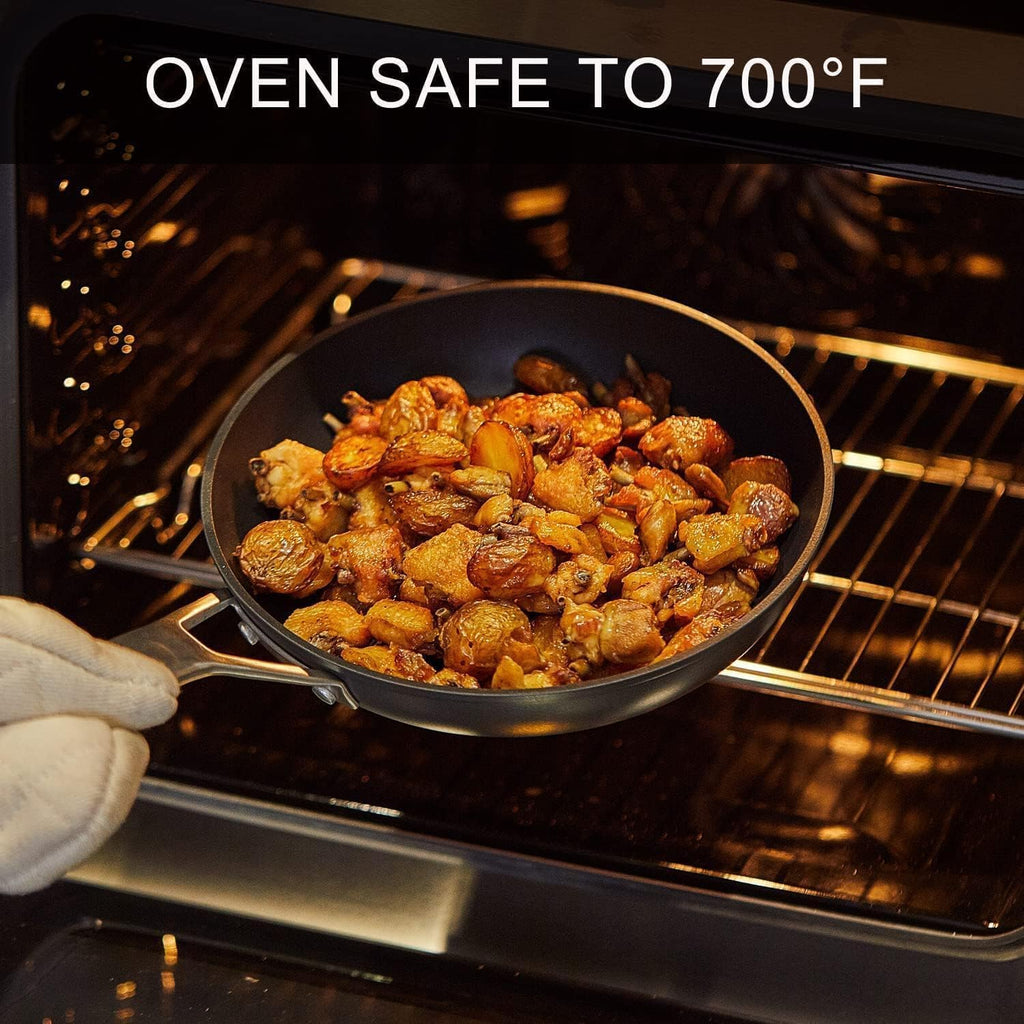 10 Inch Frying Pan Nonstick with Lid, Induction Fry Pan with Lid, Titanium and Diamond Non Stick Coating from USA, for Induction, Ceramic and Gas Cooktops, Oven Safe 10 Inch Skillet Nonstick