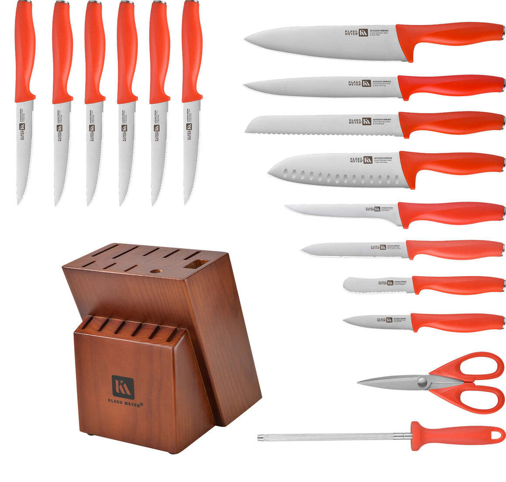 Klaus Meyer Acciaio Finest Stainless Steel 17 Piece Kitchen Knife Block Set