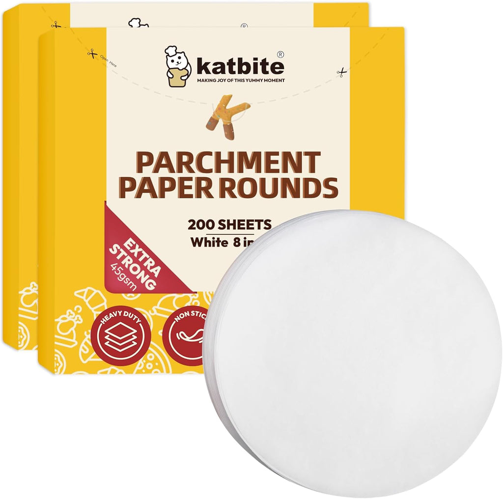 8 Inch Parchment Paper Rounds - 400 Pieces for Baking, Freezing, and Wrapping - Perfect for Cakes, Burgers, and Tortillas (2 Packs of 200)