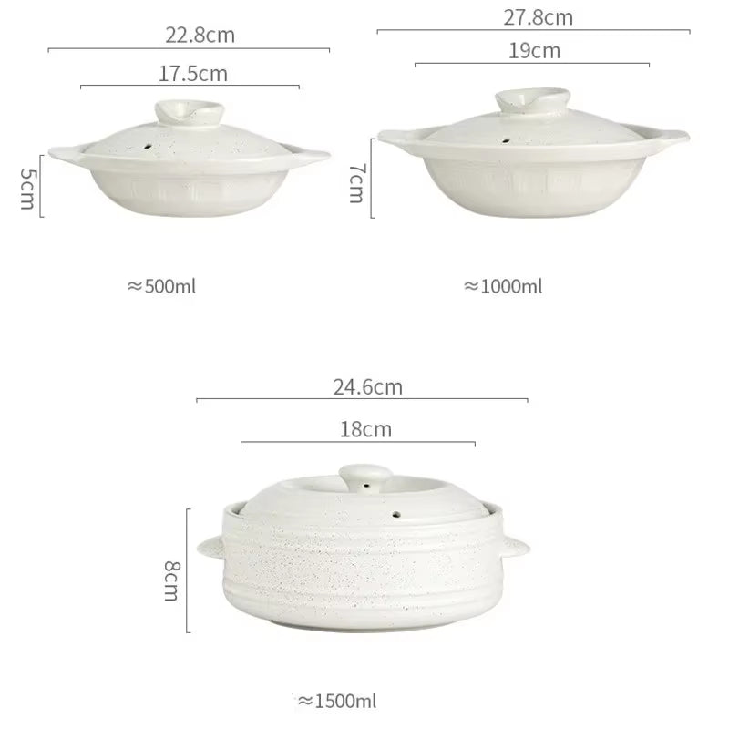 Modern Design Gas-Resistant Ceramic Casserole Pot for Stew Soup Bibimbap Rice Noodles Household Use