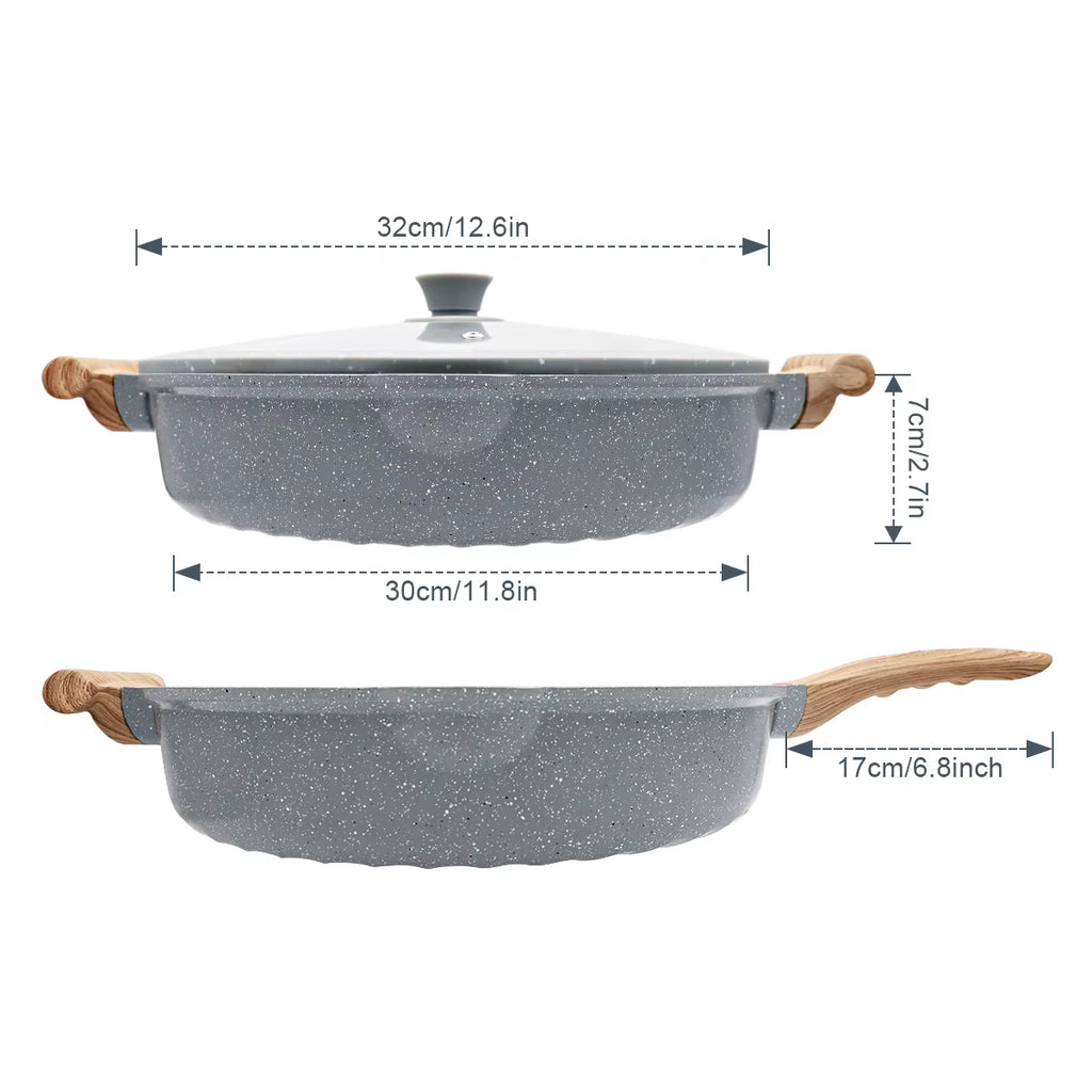 Customizable New Multi-Functional Fry Pans Cast Aluminum Saute Pan Large Size 32 Cm Nonstick Ceramic Frying Pan
