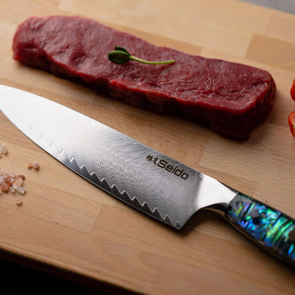 Awabi Damascus Chef Knife Set