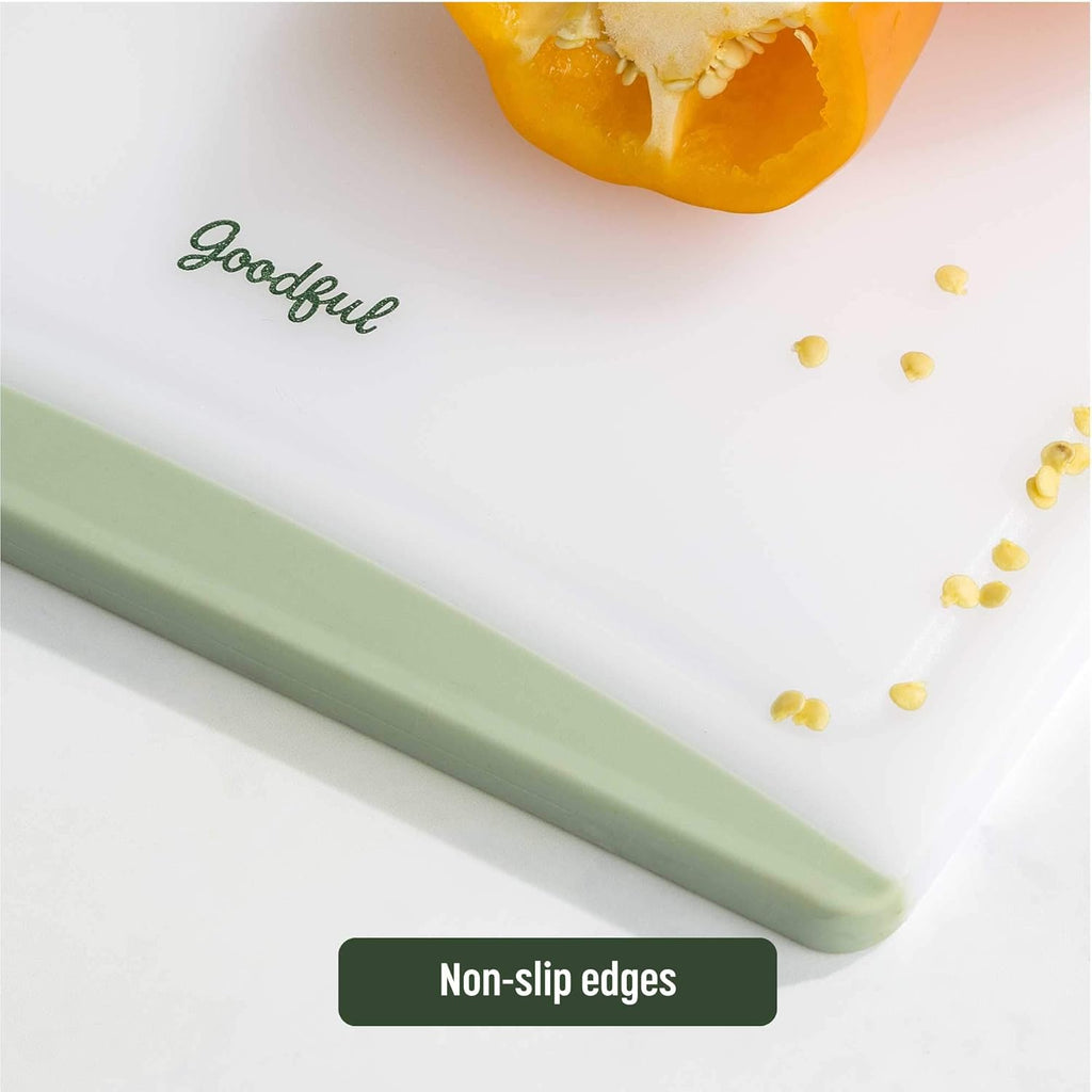 Premium 3-Piece Sage Cutting Board Set - Non-Slip Edges, Easy Grip Handles, BPA-Free, Non-Porous & Dishwasher Safe