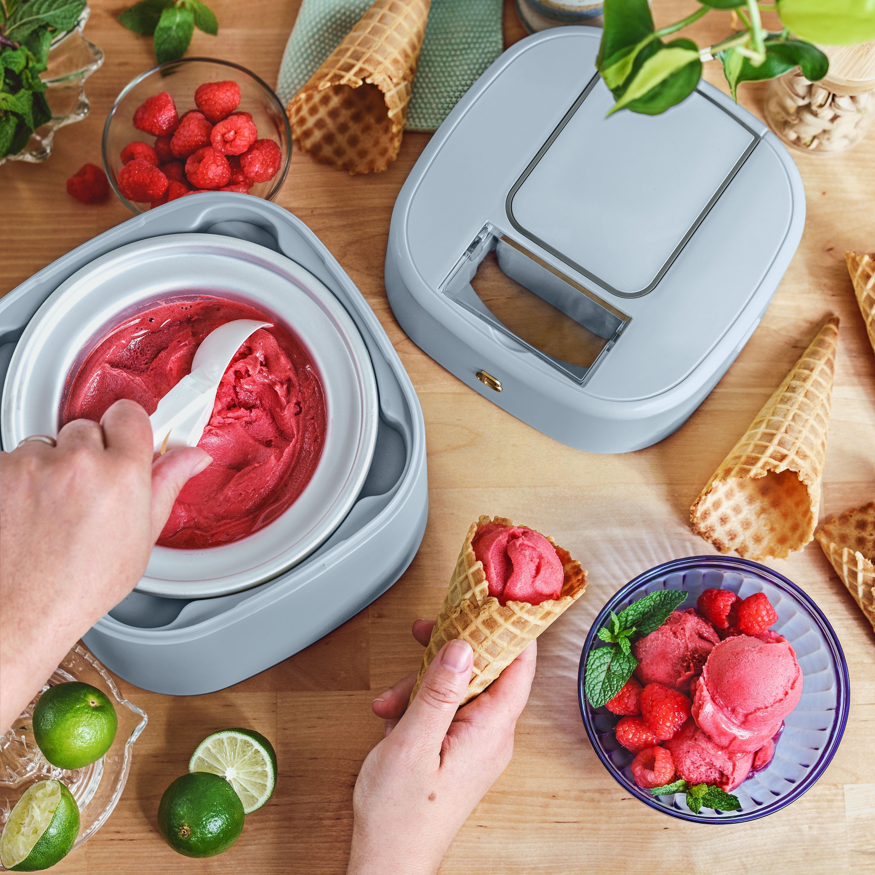 1.5 Qt Ice Cream Maker with Touch Activated Display, Cornflower Blue by Drew Barrymore