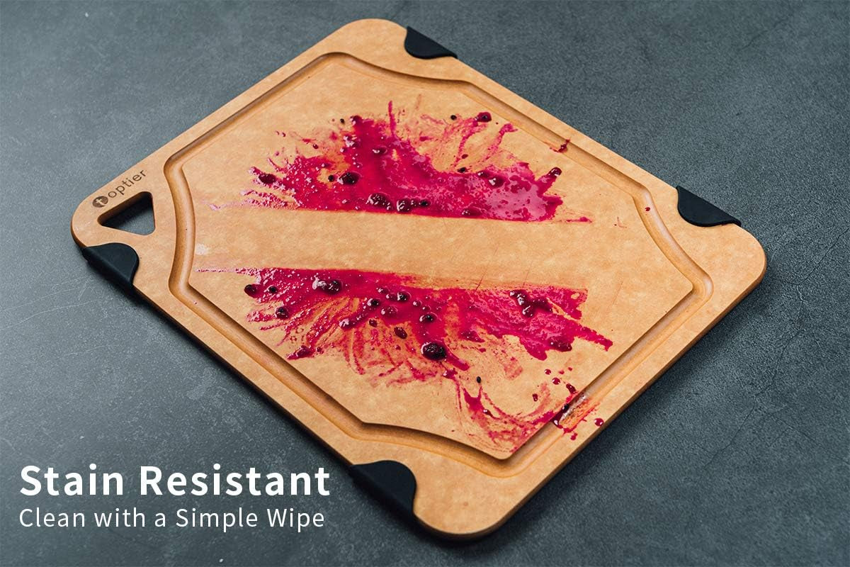 Eco-Friendly Non-Slip Cutting Board – Dishwasher Safe Wood & Fiber with Juice Grooves, 11.5 x 9.25-Inch, BPA Free, Natural Slate