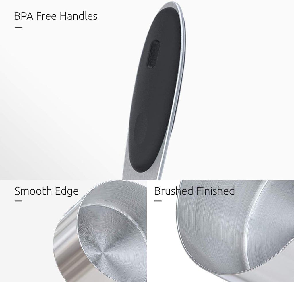 Measuring Cups :  18/8 Stainless Steel Measuring Cups and Spoons Set of 10 Piece, Upgraded Thickness Handle(Black)