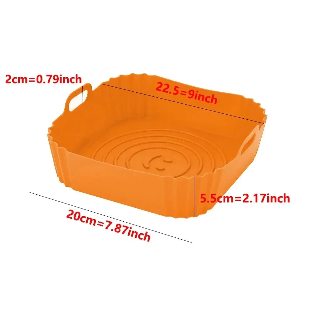 Reusable Silicone Air Fryer Pan Liner - Perfect Baking Tray for Pizza & Fried Chicken
