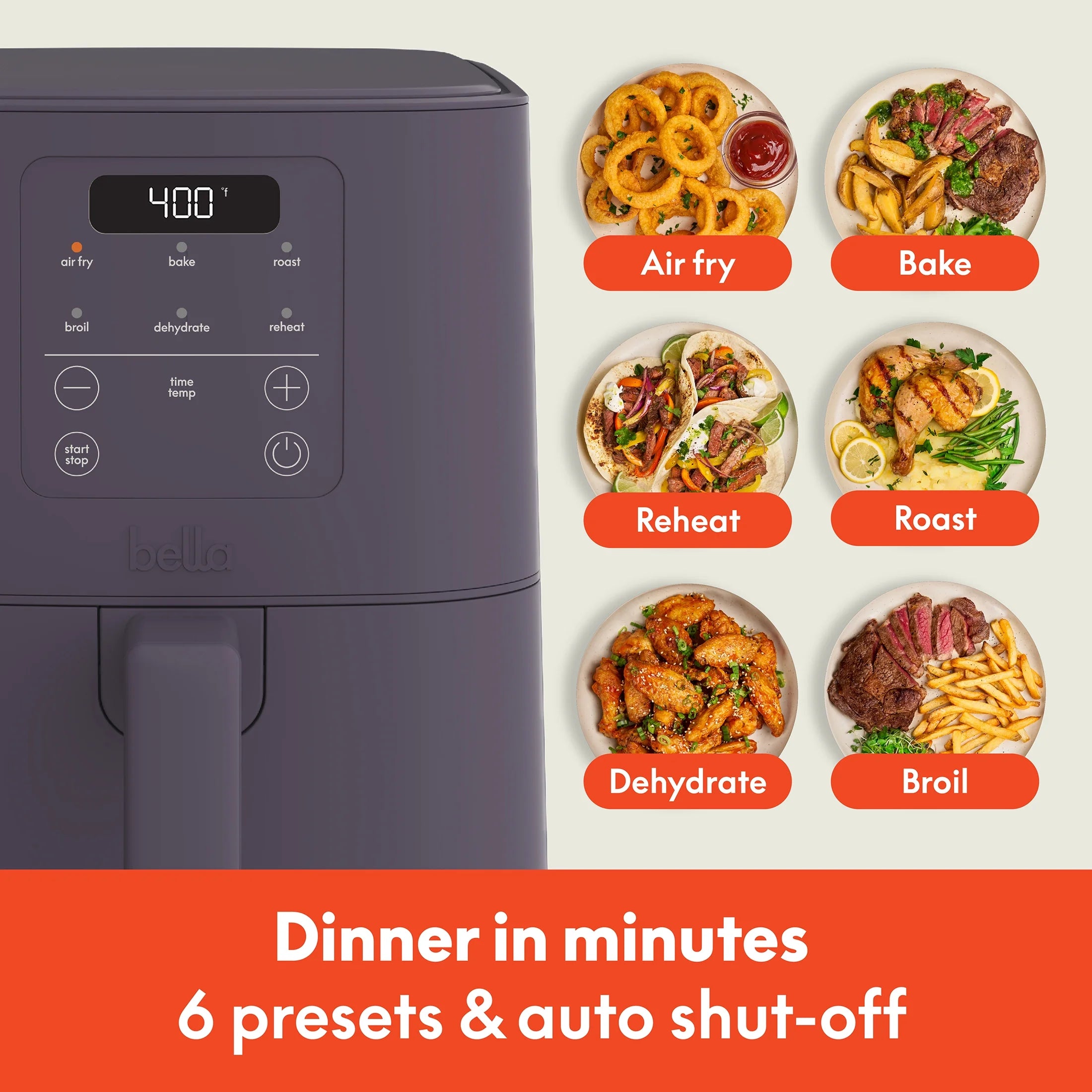 4Qt Slim Air Fryer, Plum