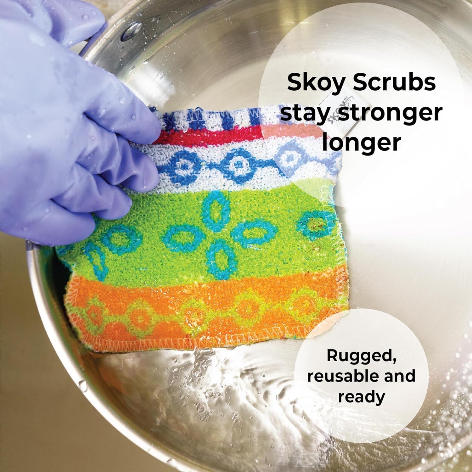 Scrub, 4-Pack Reusable, Non-Scratching Dish Scrubber for Kitchen and Household Cleaning, Planet-Friendly, Dishwasher Safe Soft Scrub, Assorted Colors and Designs