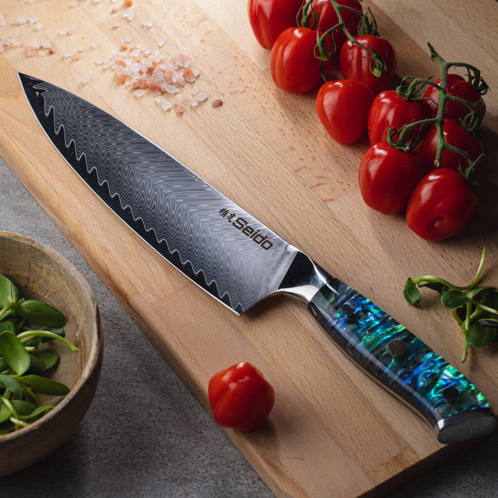 Awabi Damascus Chef Knife Set