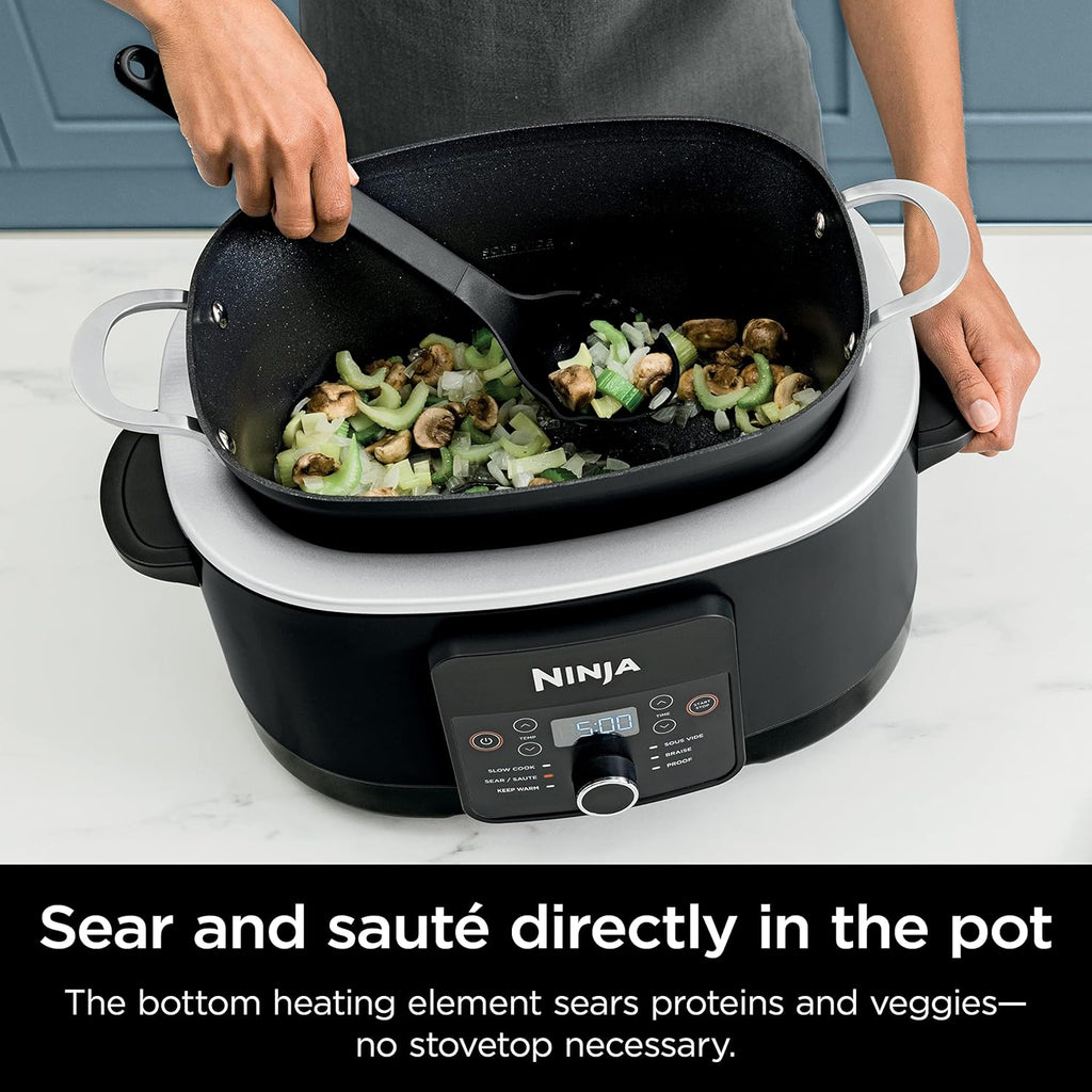 MC1010 Foodi Possiblecooker plus - Sous Vide & Proof 6-In-1 Multi-Cooker, with 8.5 Quarts, Slow Cooker, Dutch Oven & More, Glass Lid & Integrated Spoon, Nonstick, Oven Safe Pot to 500°F, Black