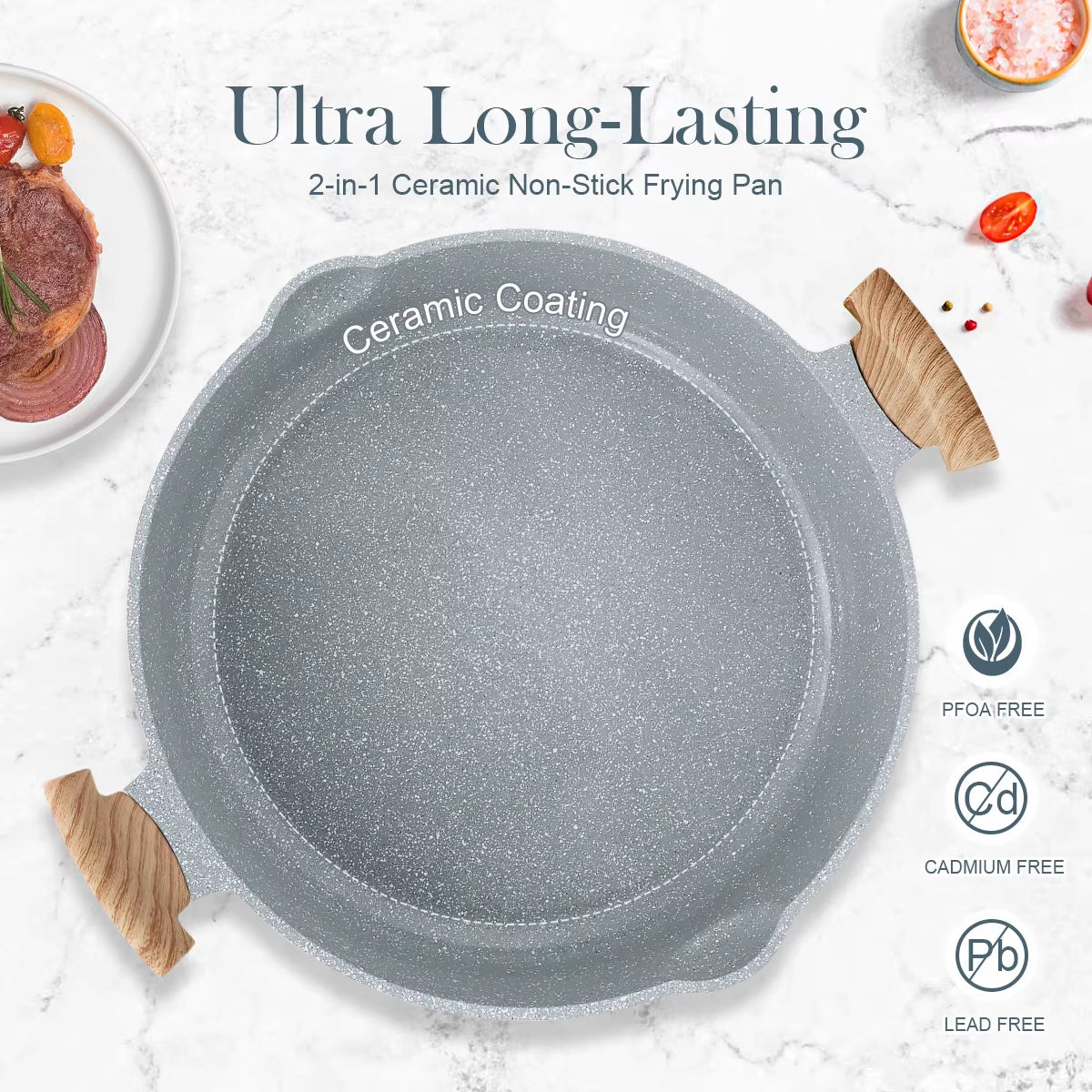 Customizable New Multi-Functional Fry Pans Cast Aluminum Saute Pan Large Size 32 Cm Nonstick Ceramic Frying Pan