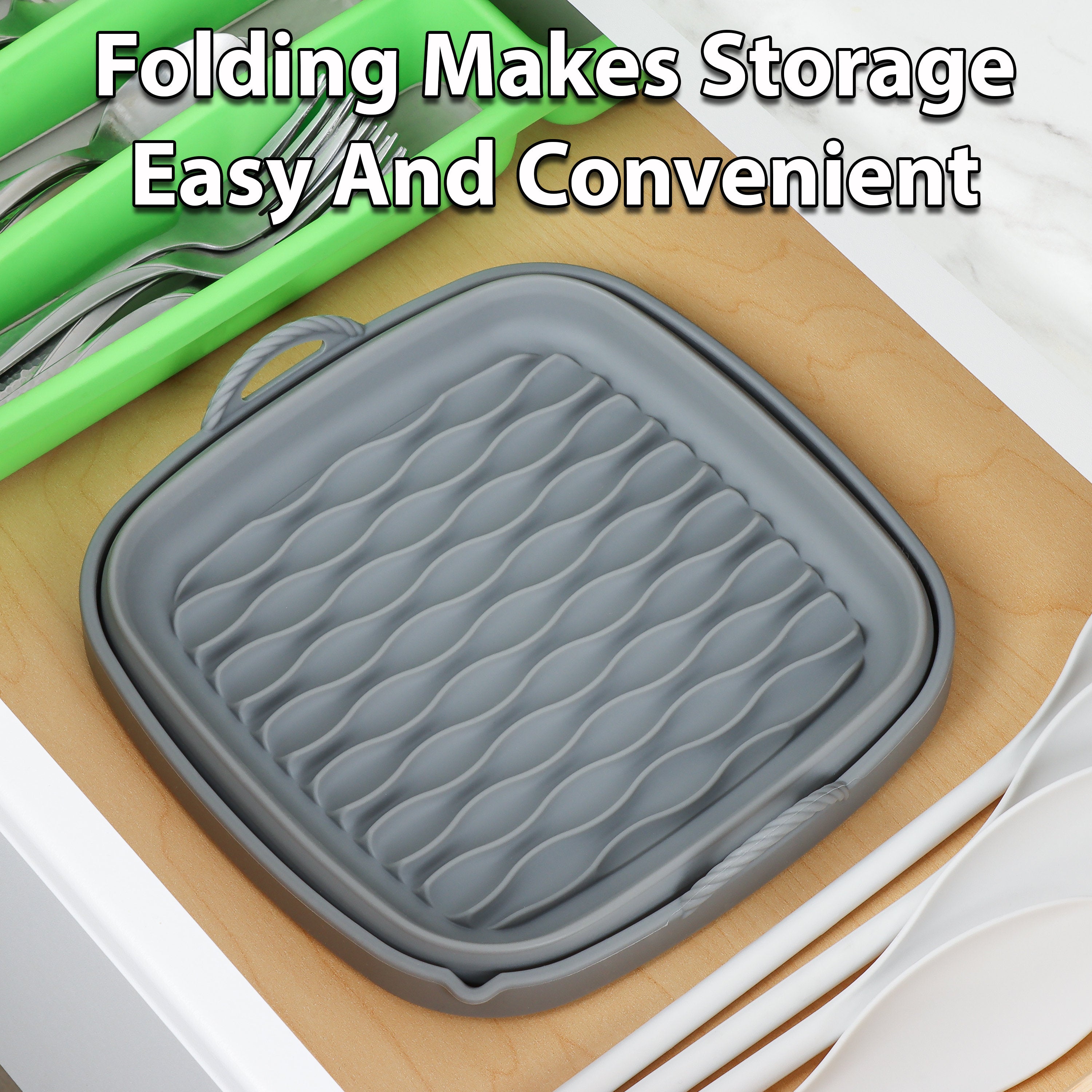 Air Fryer Liners, 8 Inch Reusable Silicone Square Liners for Basket Size 6.5 QT and Above.