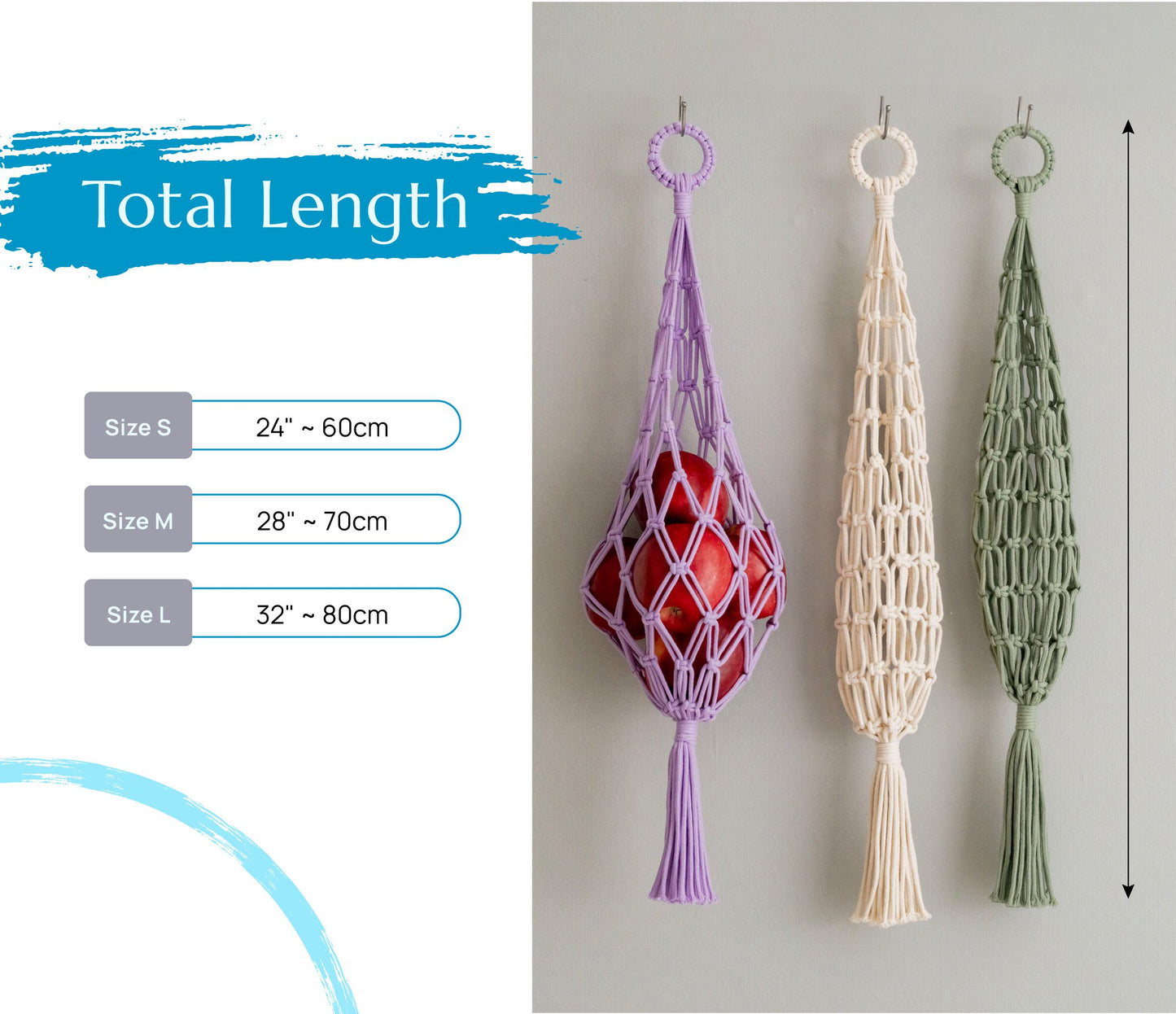 Macrame Fruit Hanger for Kitchen Storage and Decor I17